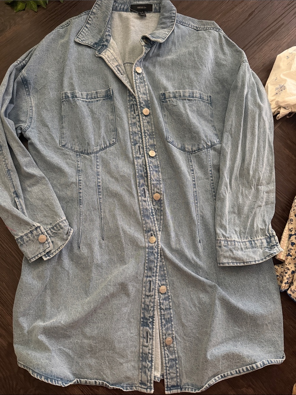 Forever 21 Light Wash Denim Shirt Dress